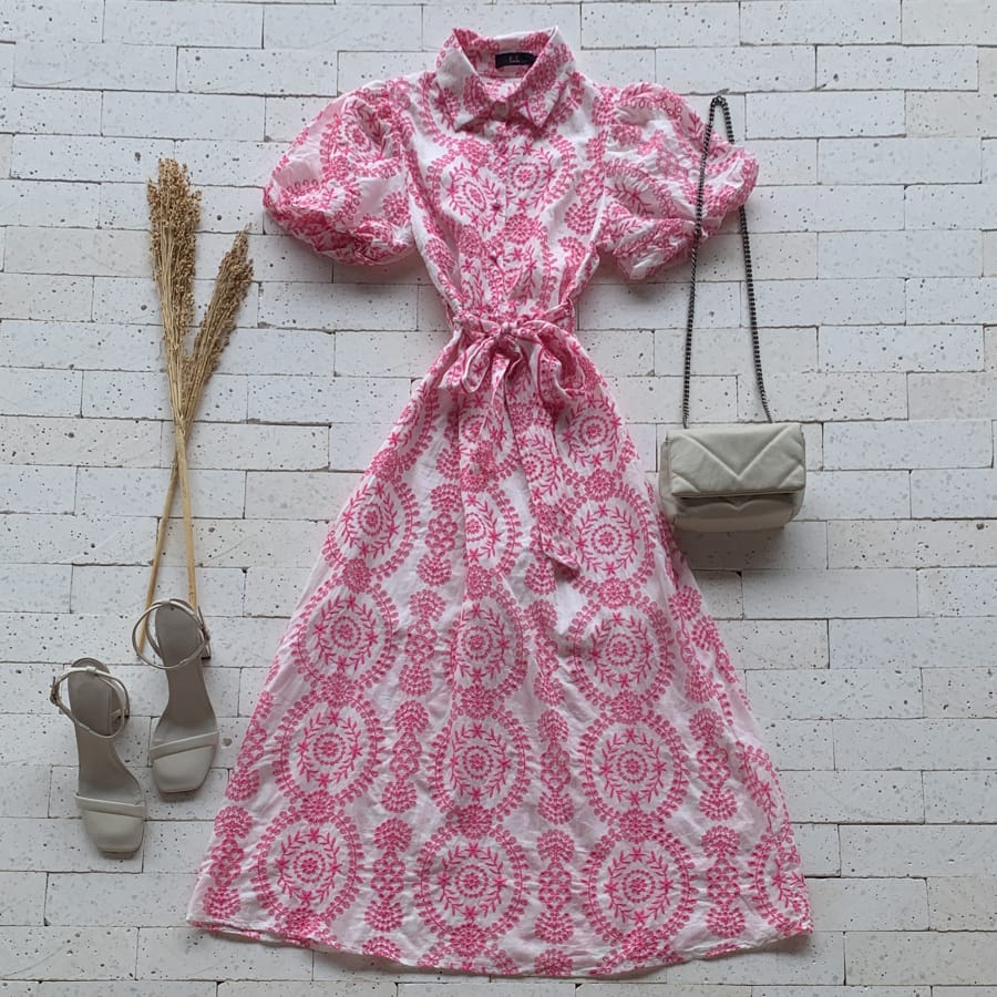 Vestido Longuete Laise Golinha E Amarra O Pink Dondoca Moda Feminina