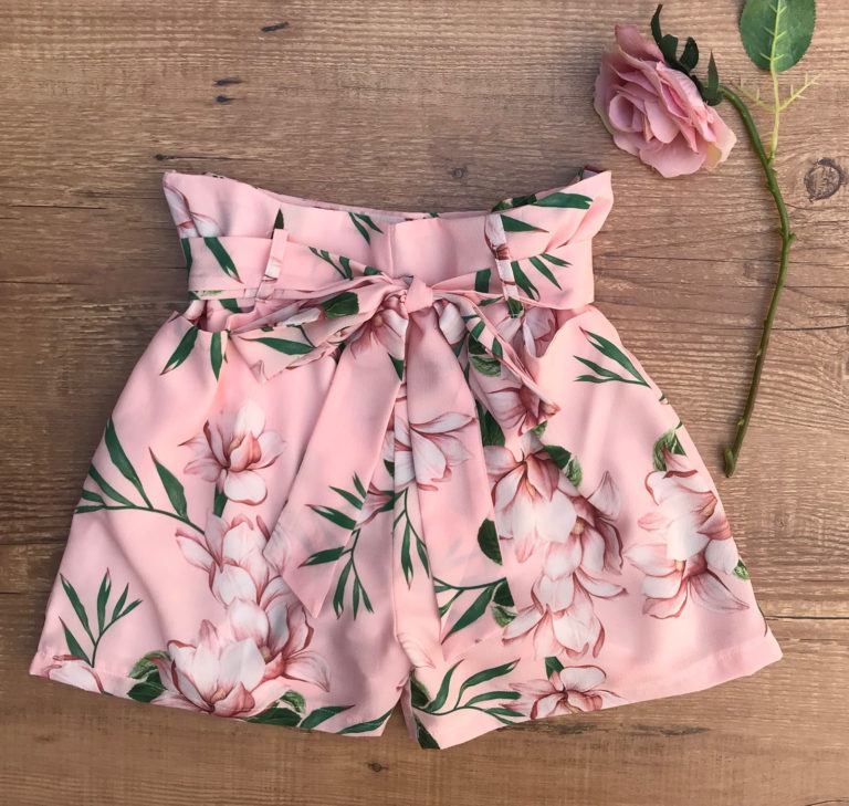SHORT CREPE FLORAL ROSÉ