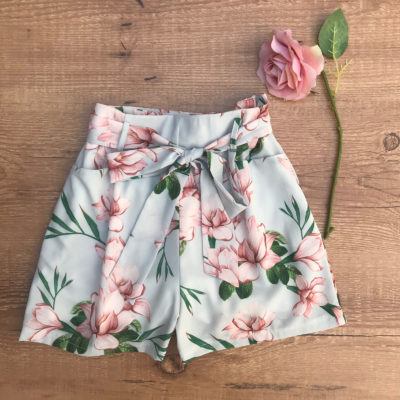 SHORT CREPE FLORAL MENTA - Dondoca Moda Feminina Dondoca Moda Feminina