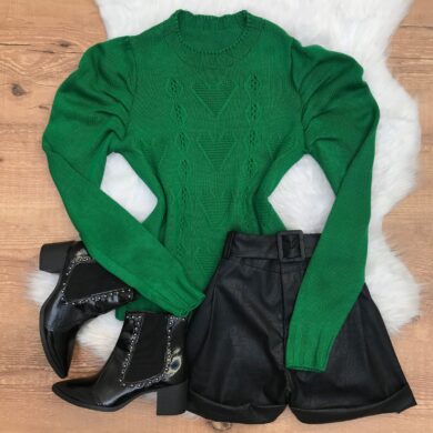 blusa de lã verde