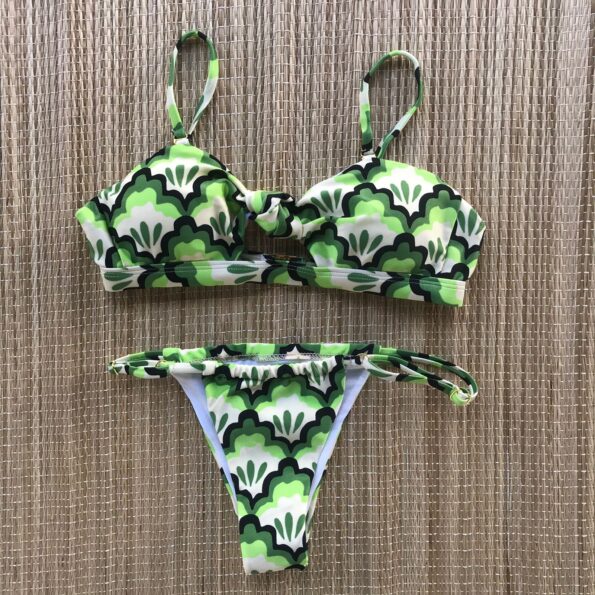 Biquíni Estampado Nózinho No Decote Verde Dondoca Moda Feminina Dondoca Moda Feminina