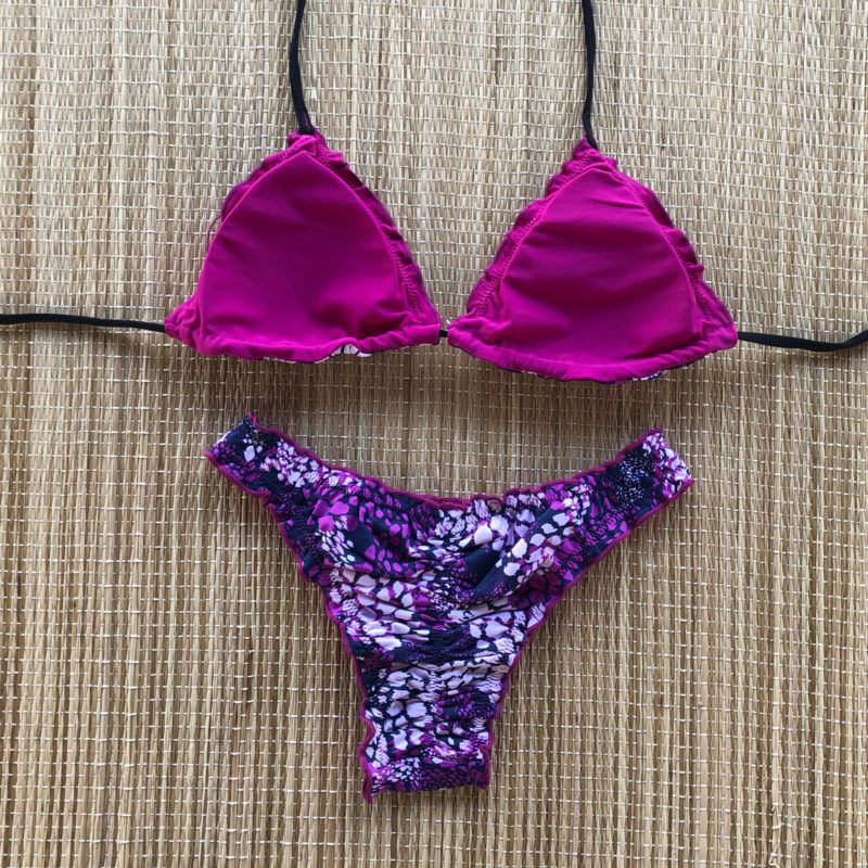 Biquini Ripple Dupla Face Roxo Dondoca Moda Feminina