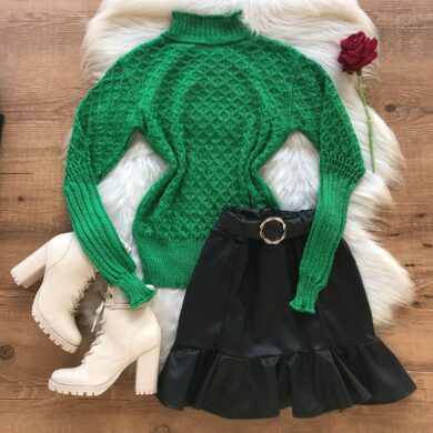 blusa de lã verde