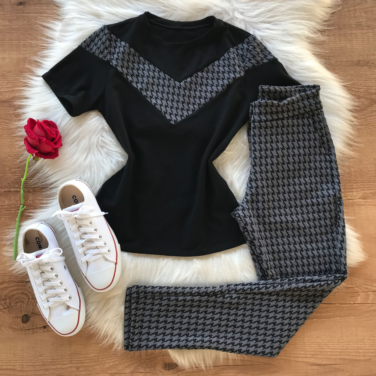 Saia Xadrez Pied de Poule - aesthetic outfit co