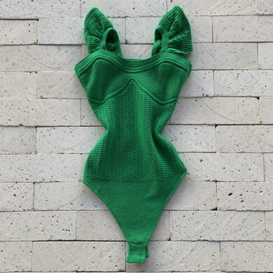 Nessa Sleeveless Ribbed Bodysuit Green