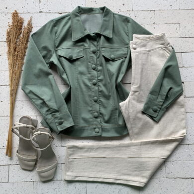 Jaqueta Cotton Botões Luxo Verde