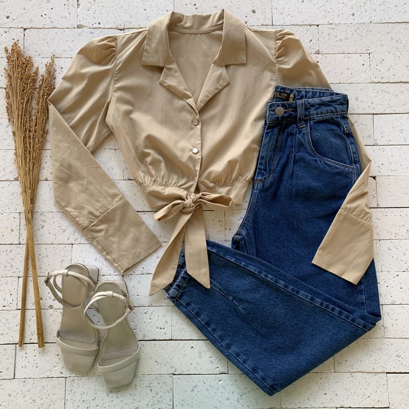 CAMISA TRICOLINE COM NÓZINHO LUXO NUDE
