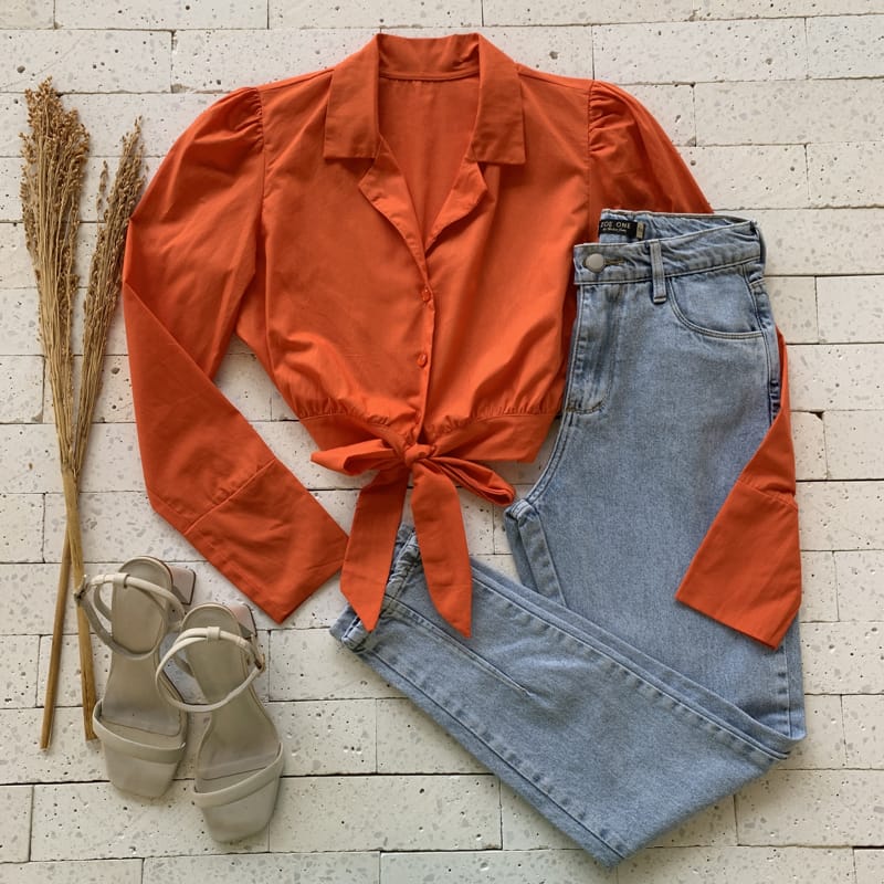 CAMISA TRICOLINE COM NÓZINHO LUXO LARANJA
