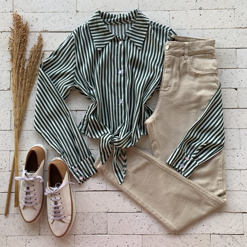 CAMISA TRICOLINE LISTRADA VERDE