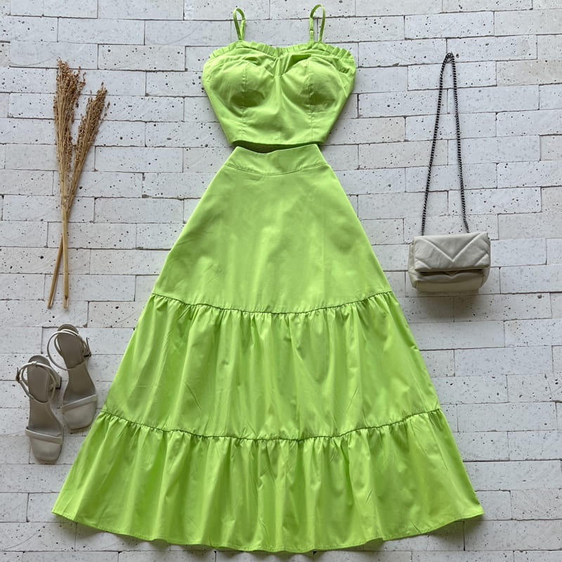 CONJUNTO TRICOLINE E SAIA LONGUETE LUXO VERDE LIMÃO