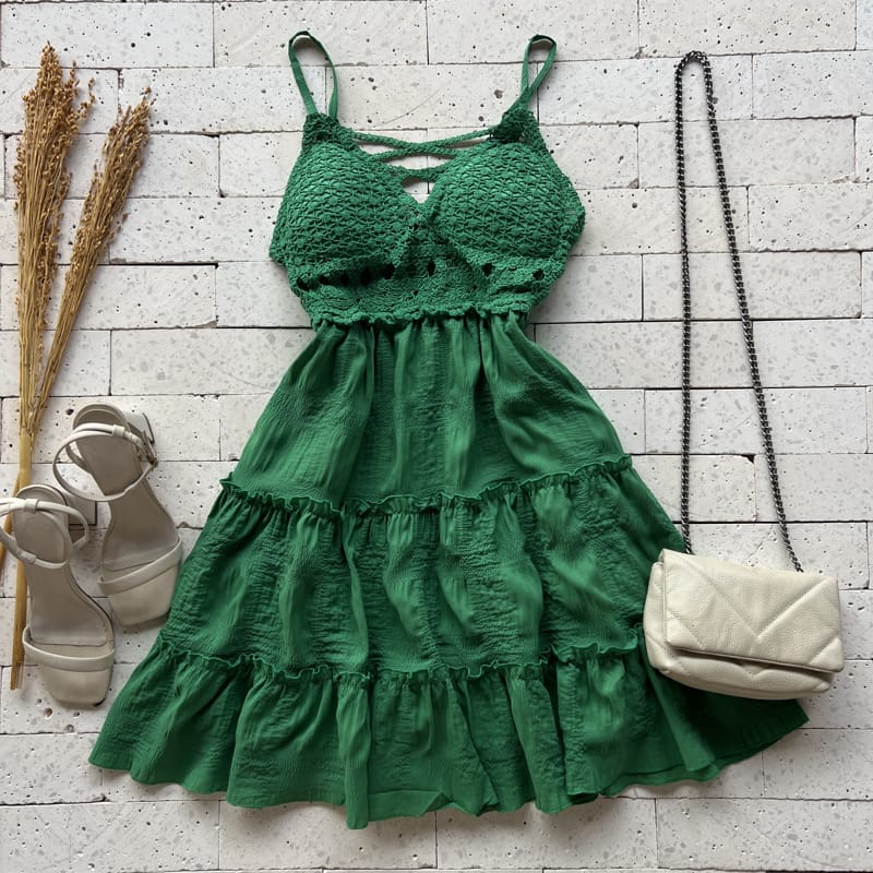 Vestido de hot sale crochê verde